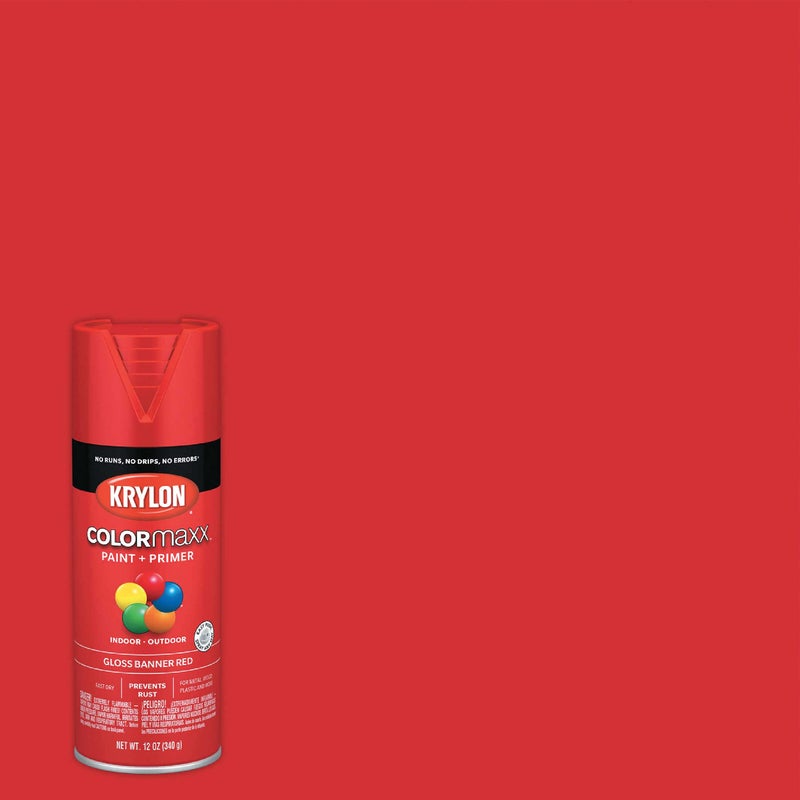 Krylon K05503007 COLORmaxx Spray Paint and Primer for Indoor/Outdoor Use, Gloss Banner Red 12 Ounce (Pack of 1) - Image 2